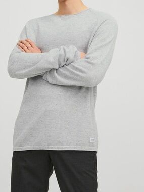 Jack & Jones Gray Crewneck Knit Sweater
